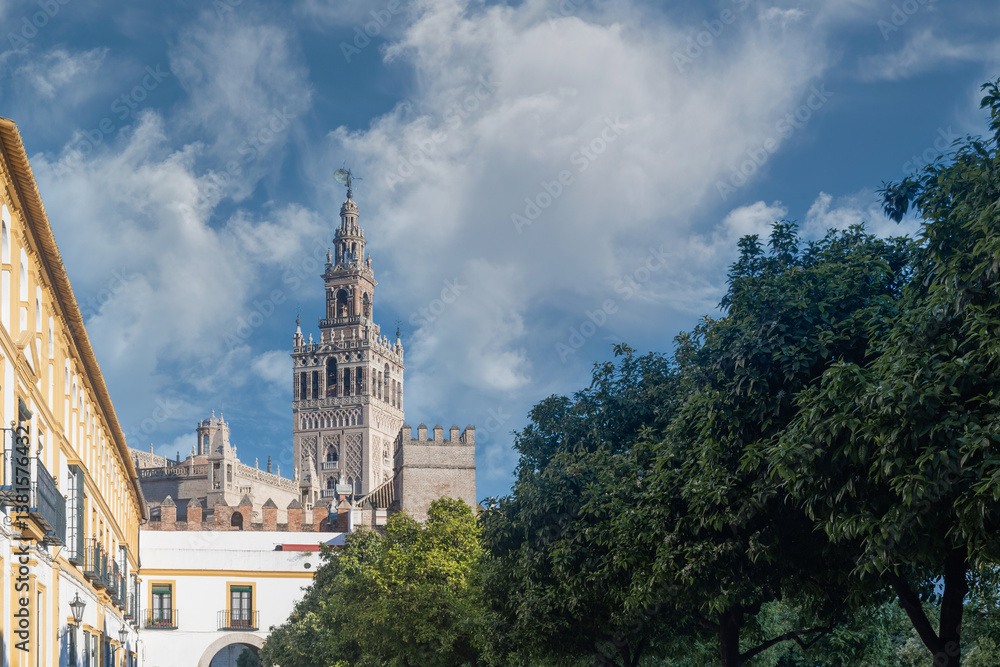 Naklejka premium Siviglia - Andalusia - Spagna. Veduta della Cattedrale e della Torre della Giralda