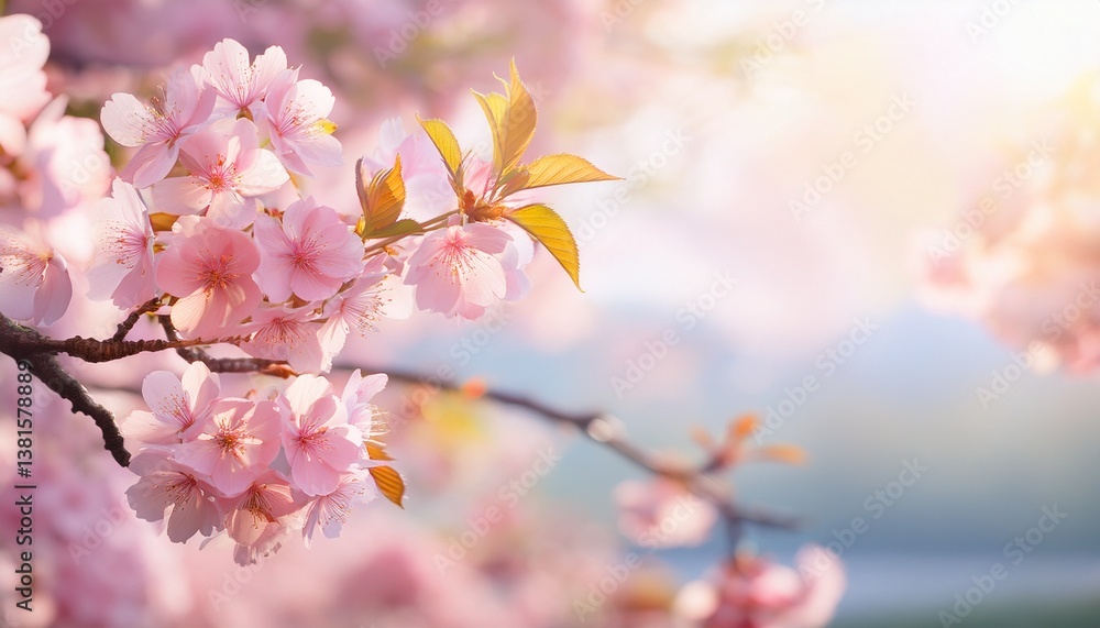japanese cherry blossoms in spring pink flowers of cherry tree nature banner japanese cherry blossoms in spring pink flowers of cherry tree nature banner