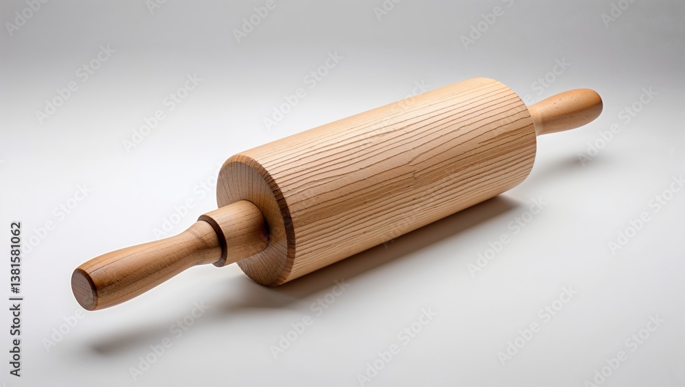 Wooden Rolling Pin for Baking on Neutral Background Wooden Rolling Pin for Baking on Neutral Background