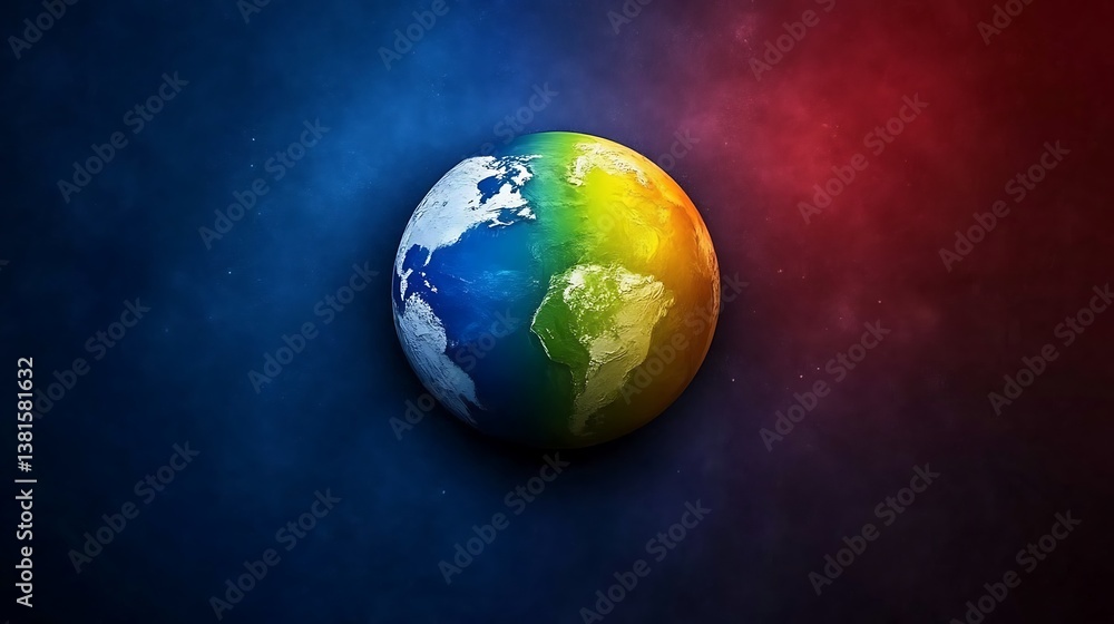 A colorful and vibrant representation of the planet earth in space A colorful and vibrant representation of the planet earth in space