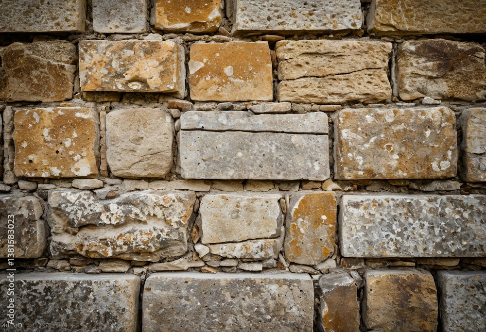 Fototapeta premium A stone wall with a lot of cracks in it.