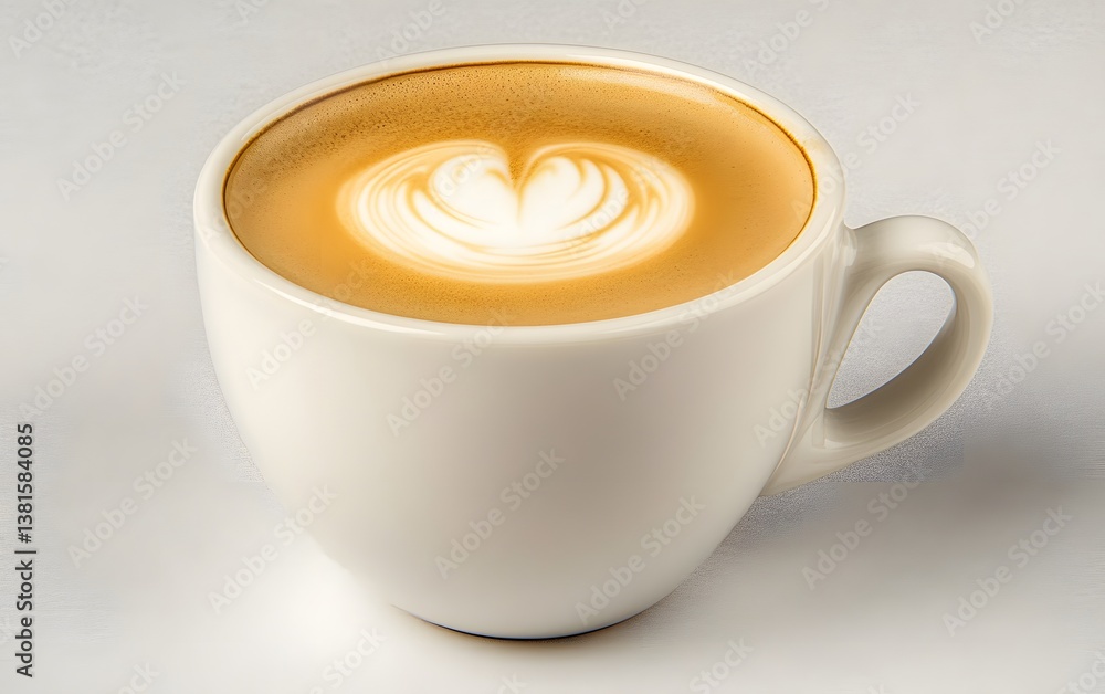 Creamy Latte Art Coffee in White Cup Creamy Latte Art Coffee in White Cup
