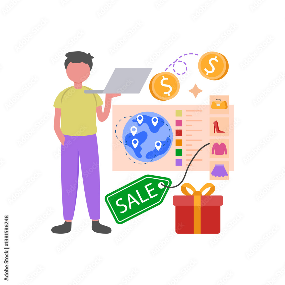 Obraz premium Worldwide Global Market Access Vector Illustration