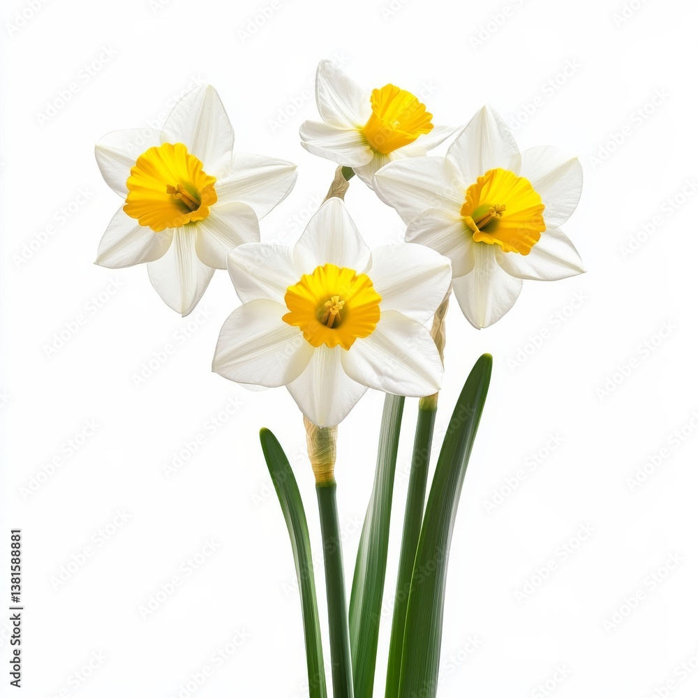Spring narcissus flowers alone on white Spring narcissus flowers alone on white