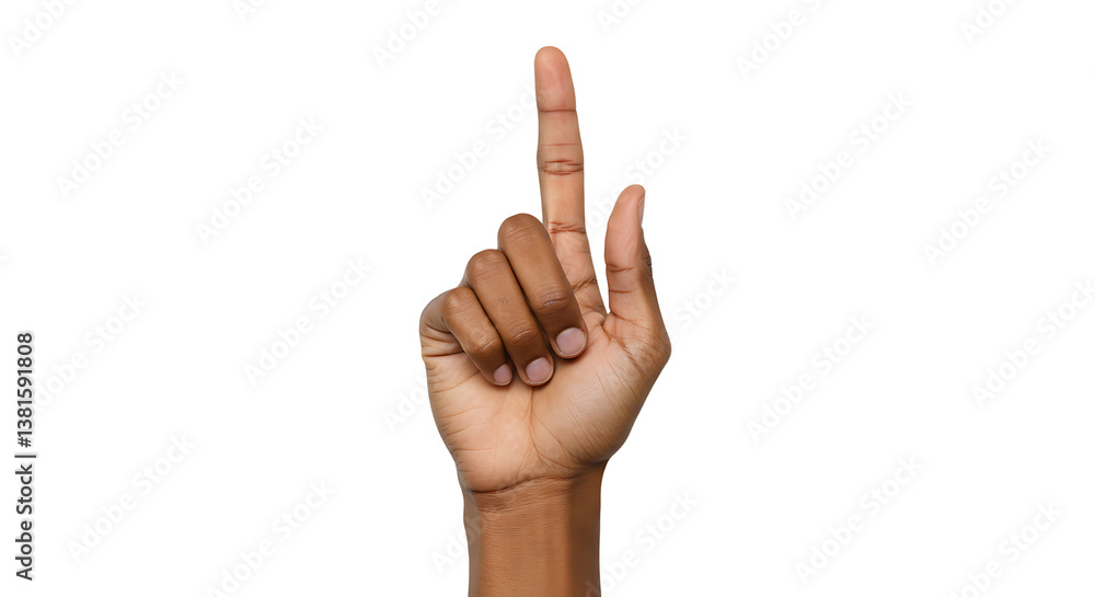Black Hand Pointing Upward Isolated on White Background Stock Image