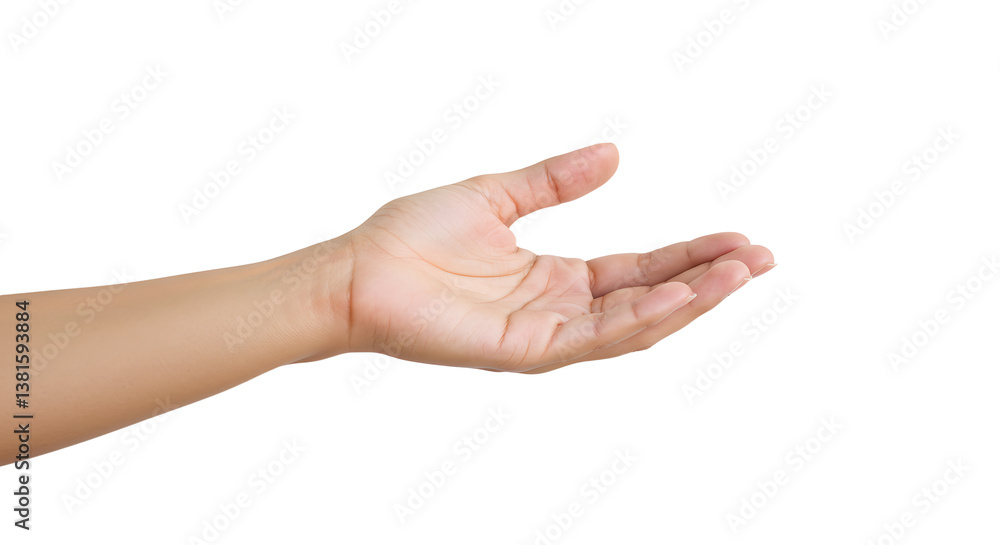 Hand Reaching Out in Presentation Style on White Background for Mockups Hand Reaching Out in Presentation Style on White Background for Mockups