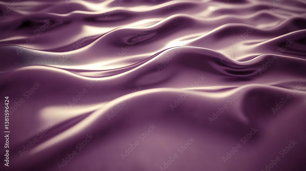 Fototapeta premium Smooth purple fluid waves with bright illuminated highlights and shadows