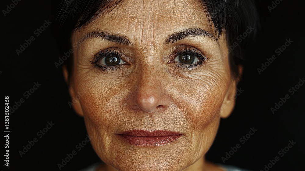 Obraz premium This intimate portrait of an older woman highlights her expressive features and natural beauty, symbolizing wisdom, experience, and the passage of time in human life.