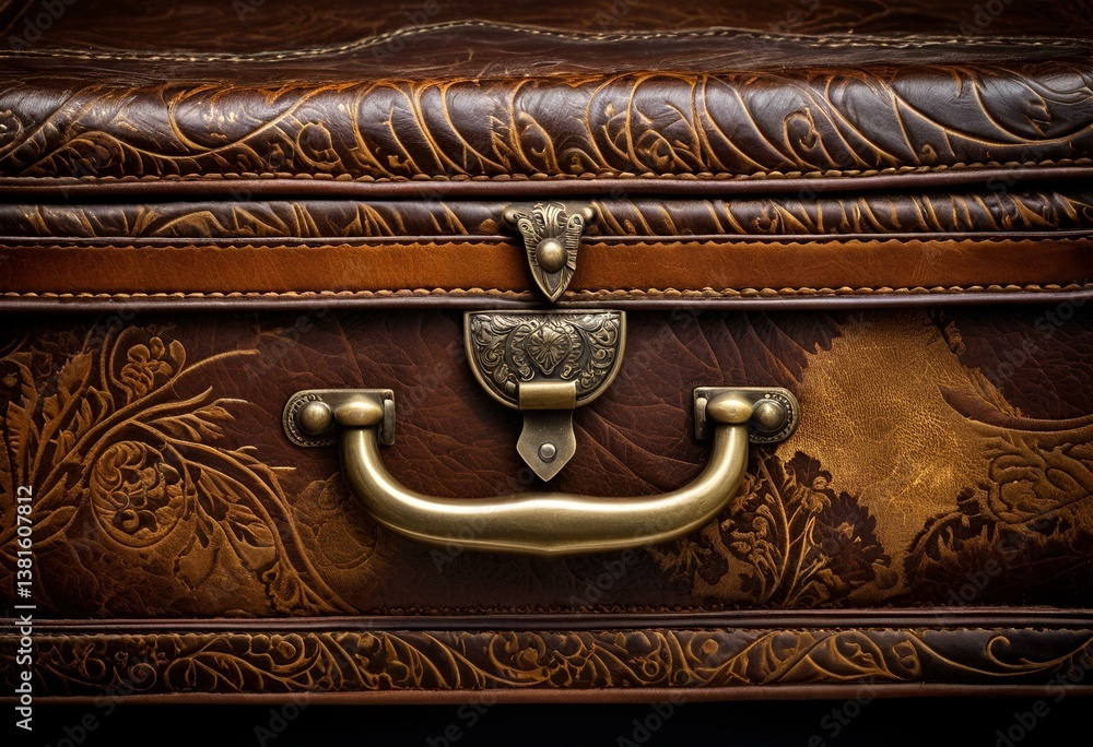 Fototapeta premium A brown leather suitcase with a lock on it.
