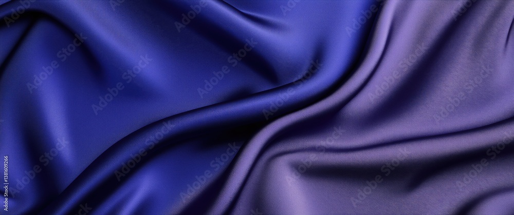 Elegant deep blue satin fabric flowing gracefully in soft light Elegant deep blue satin fabric flowing gracefully in soft light