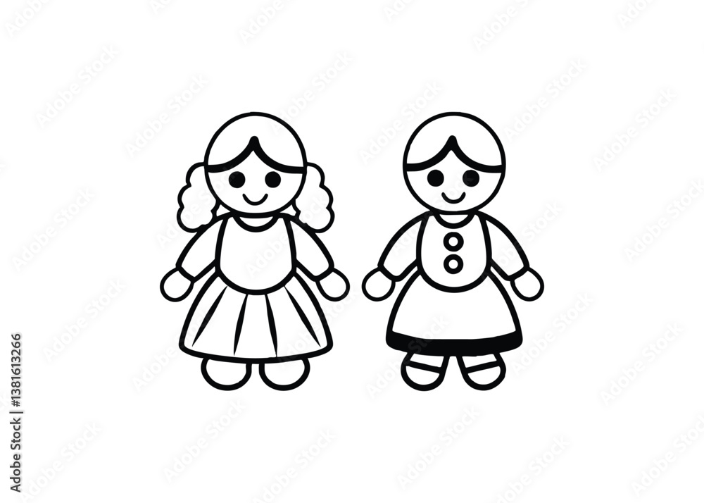 Silhouette of dolls isolated on a white background Silhouette of dolls isolated on a white background