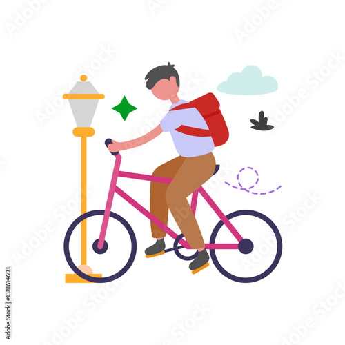 Cycling For Fun And Fitness Vector Illustration