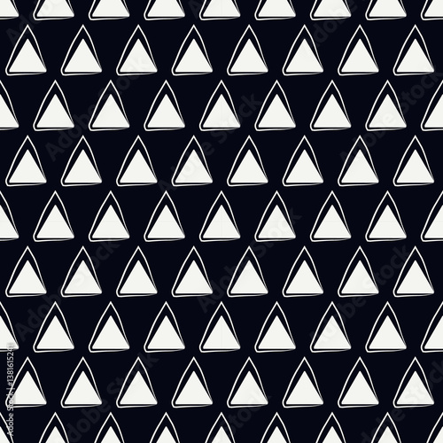 Triangle motif minimal geometric print. Paint brush seamless pattern. Freehand design background. Trendy handdrawn modern simple geo ornament. Artistic hand drawn abstract vector wallpaper