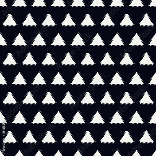 Triangle motif minimal geometric print. Paint brush seamless pattern. Freehand design background. Trendy handdrawn modern simple geo ornament. Artistic hand drawn abstract vector wallpaper