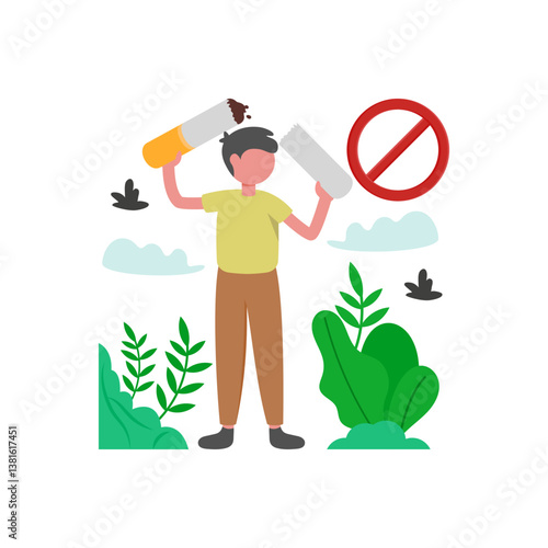 Quit Smoking For Better Lungs Vector Illustration