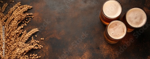 Wheat beer glasses on a rustic surface