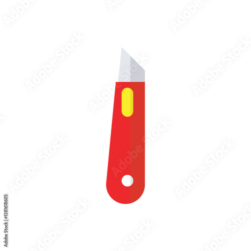 Red cutter flat icon vector illustration. Knife box cutter symbol, stationary tool icon vector illustration. 