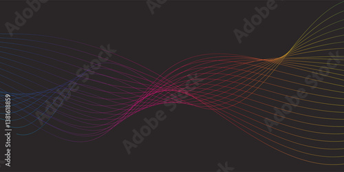 A long exposure photograph. Light Painting Photography - swirly waves of neon multicolor light against a black background