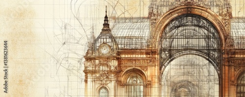 Architectural masterpiece, layered with sketches
