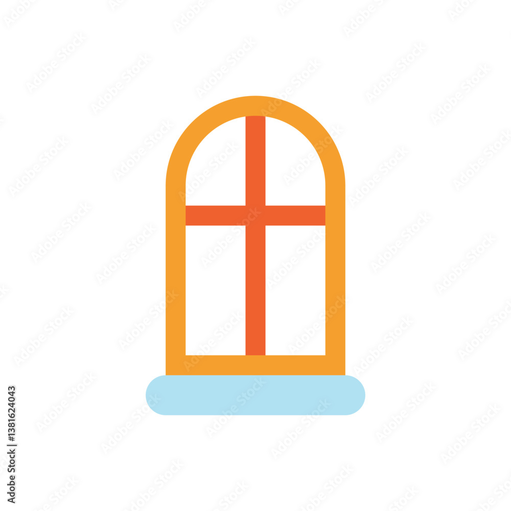 Window flat icon vector illustration. Interior room house icon element vector design illustration. Window flat icon vector illustration. Interior room house icon element vector design illustration.