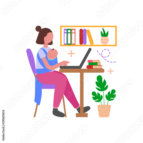 Balance parenthood and work Vector Illustration