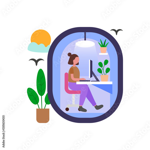 Work in quiet pods Vector Illustration