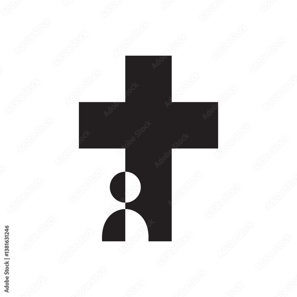 Obraz premium Church symbol vector design, Christian, Catholicism religion symbol element vector design illustration. 