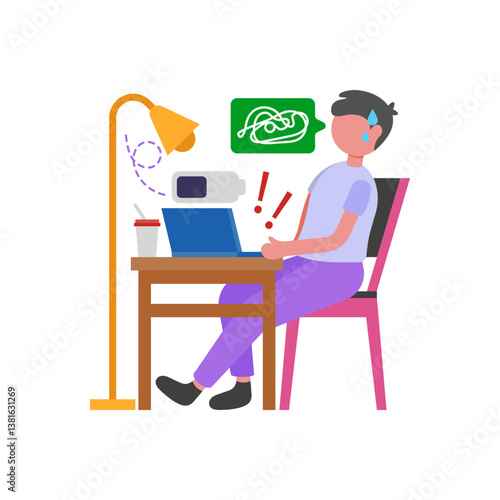 Recharge as tired employee Vector Illustration