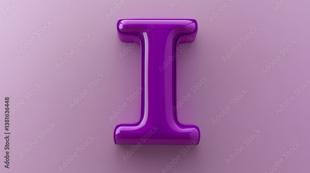 A single glossy purple letter I resting on a lilac background A single glossy purple letter I resting on a lilac background