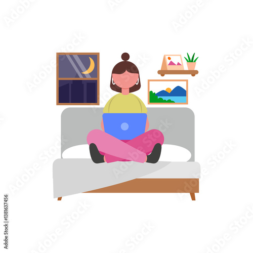 Evening Skin Care Regimen Flat Vector Illustration