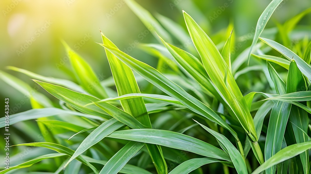 Fototapeta premium Close up of green leaves growing in a natural outdoor environment