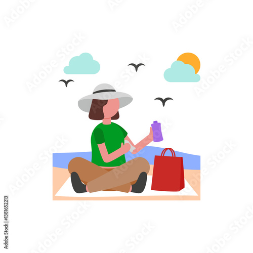 Essential Sun Protection Routine Flat Vector Illustration