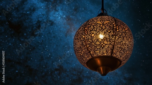 Obraz na płótnie Glowing ramadan lantern against a magical cosmic backdrop, celestial glow w salonie