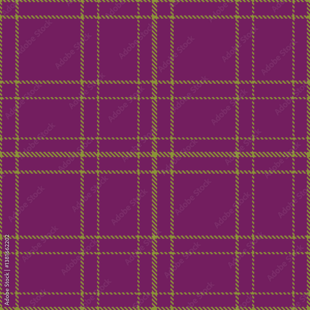 Fototapeta premium Plaid pattern seamless. Vintage Krypton Green & Dusty Rich Purple Tartan Fabric Design.
