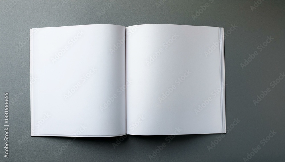 Blank book open on gray background Blank book open on gray background