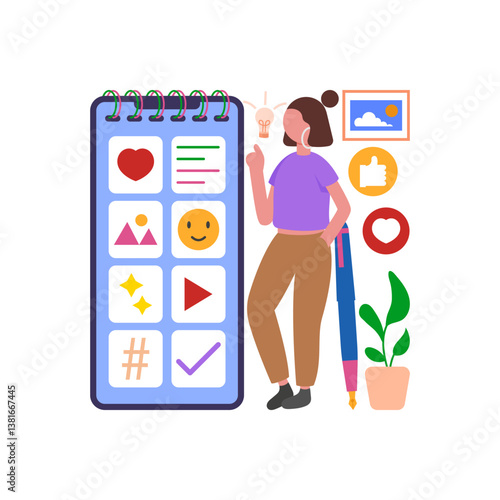 Strategic Content Planning Session Flat Vector Illustration