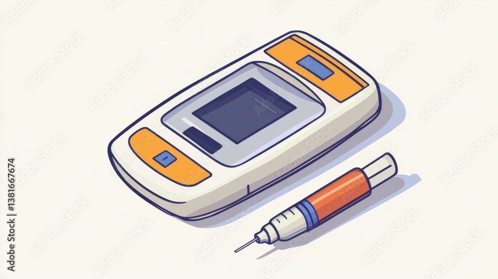 Continuous one line drawing Portable glucometer. Blood glucose test. World diabetes day concept. Single line draw design vector graphic illustration. Continuous one line drawing Portable glucometer. Blood glucose test. World diabetes day concept. Single line draw design vector graphic illustration.