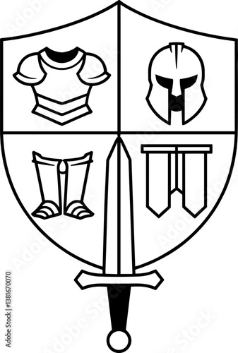 Armor of God Symbol Set with Helmet, Shield, Sword