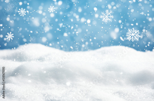 Wallpaper Mural  Abstract winter background with falling snowflakes, snowy hills, and a blurred forest in the distance Torontodigital.ca