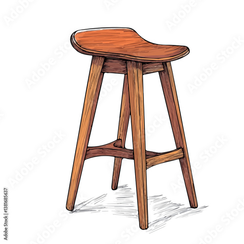 Bar stool minimalist flat illustration, featuring a clean design isolated on a white background.

