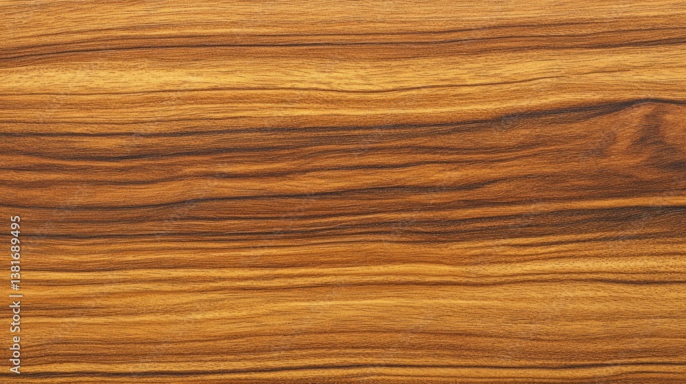 Fototapeta premium Teak wood surface with flowing horizontal grain lines, rich golden-brown hues generative ai