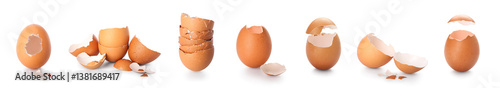 Obraz na płótnie Set of egg shells on white background w salonie
