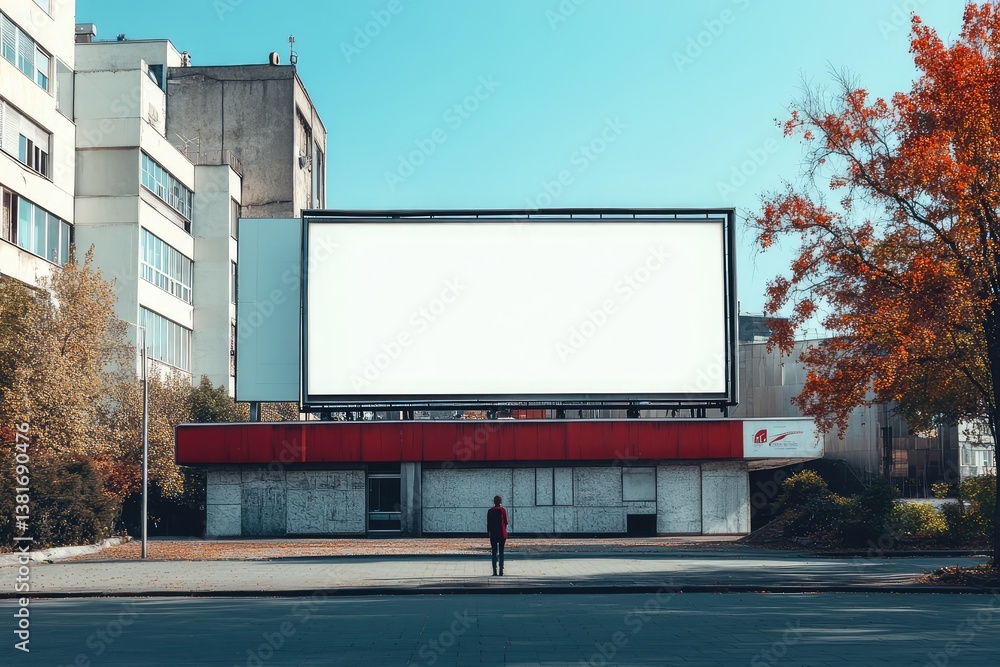 Fototapeta premium Large urban billboard for advertising in cityscape. AI generated illustration.