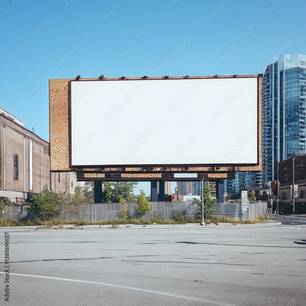 Large urban billboard for advertising in cityscape. AI generated illustration. Large urban billboard for advertising in cityscape. AI generated illustration.