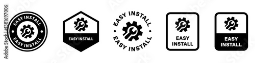 Easy Install - vector stamps for product labeling isolated on white.