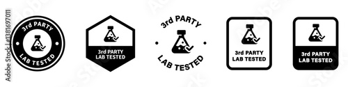 Third Party Lab Tested - stamps for food and cosmetics packaging isolated on white.
