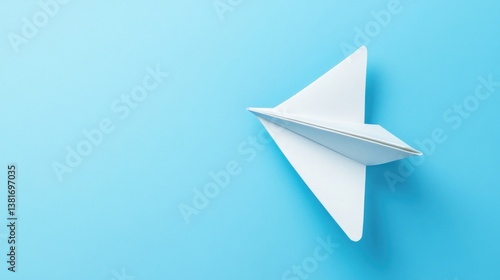 Free Download Simple White Paper Airplane on Soft Blue Background - GFXLoad