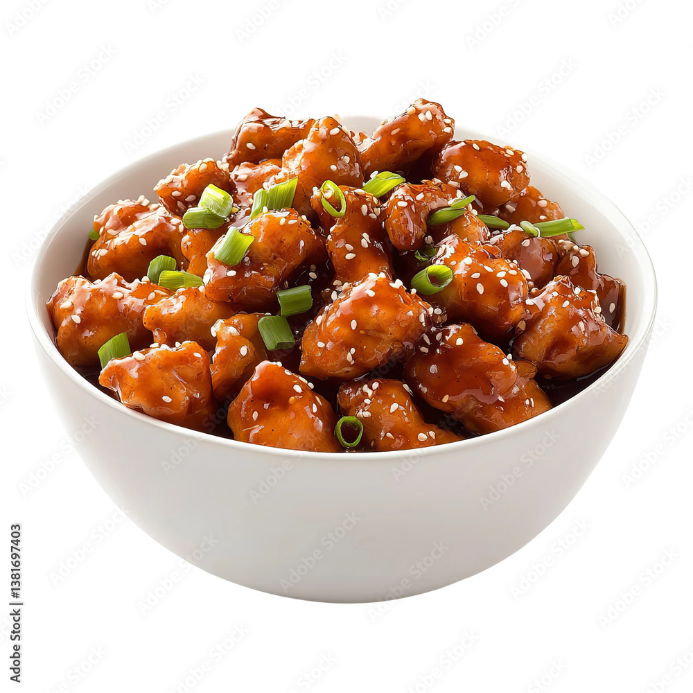 close-up of chinese sesame chicken served in bowl
close-up of chinese sesame chicken served in bowl