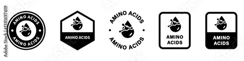Amino Acids - stamps for supplement or food packaging. Vector isolated on white.