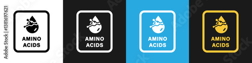 Amino Acids - vector icon isolated on different color background.